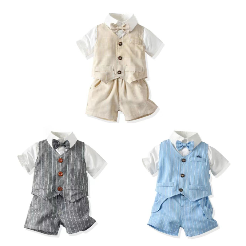 Baby Boy Suit Set Baptism - Tenue de Gentleman Britannique pour Bébés