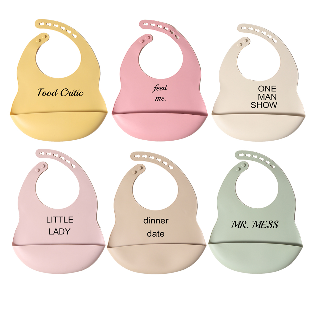 Waterproof Baby Bibs Silicone - Bavoirs en silicone citation message imperméable
