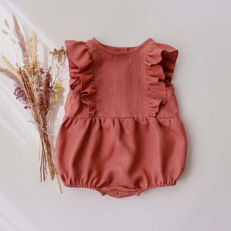 Baby Summer Linen Sleeveless Jumpsuit - Barboteuse d'été pour bébés filles, barboteuse