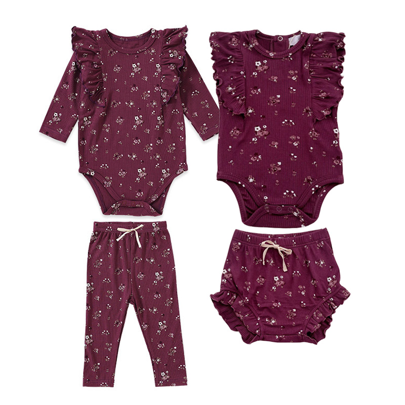 Newborn Baby Girl Romper Floral - Ensemble de vêtements pour nouveau-né fille