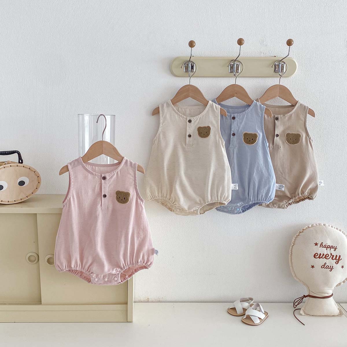 Baby Summer Linen Sleeveless Jumpsuit - Combinaison d'été fine sans manches pour