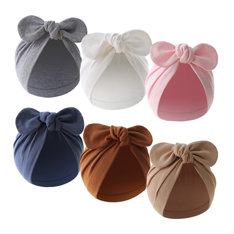 Infant Beanie Hat With Ears - Bonnet turban en coton doux avec