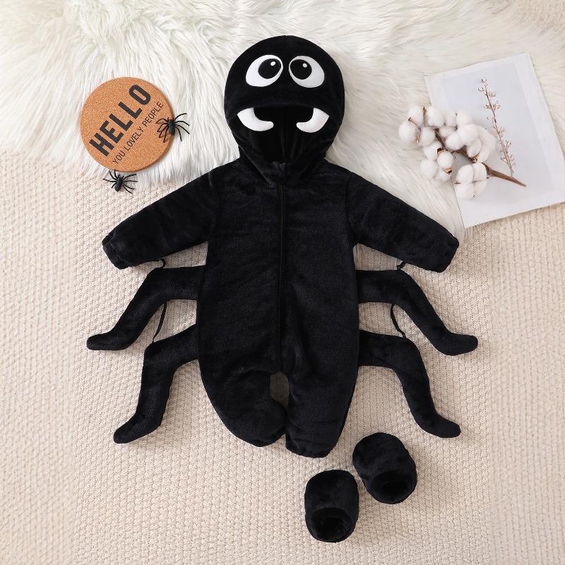 Cotton Baby Onesies Zipper - Combinaison bébé nouveau-né noire à motif
