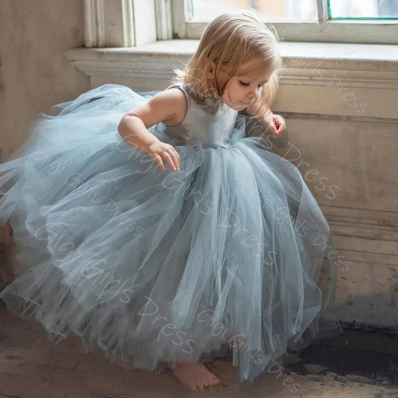 Robe à fleurs bleue pour fille - Toddler Girl Tulle Party Dress avis et prix
