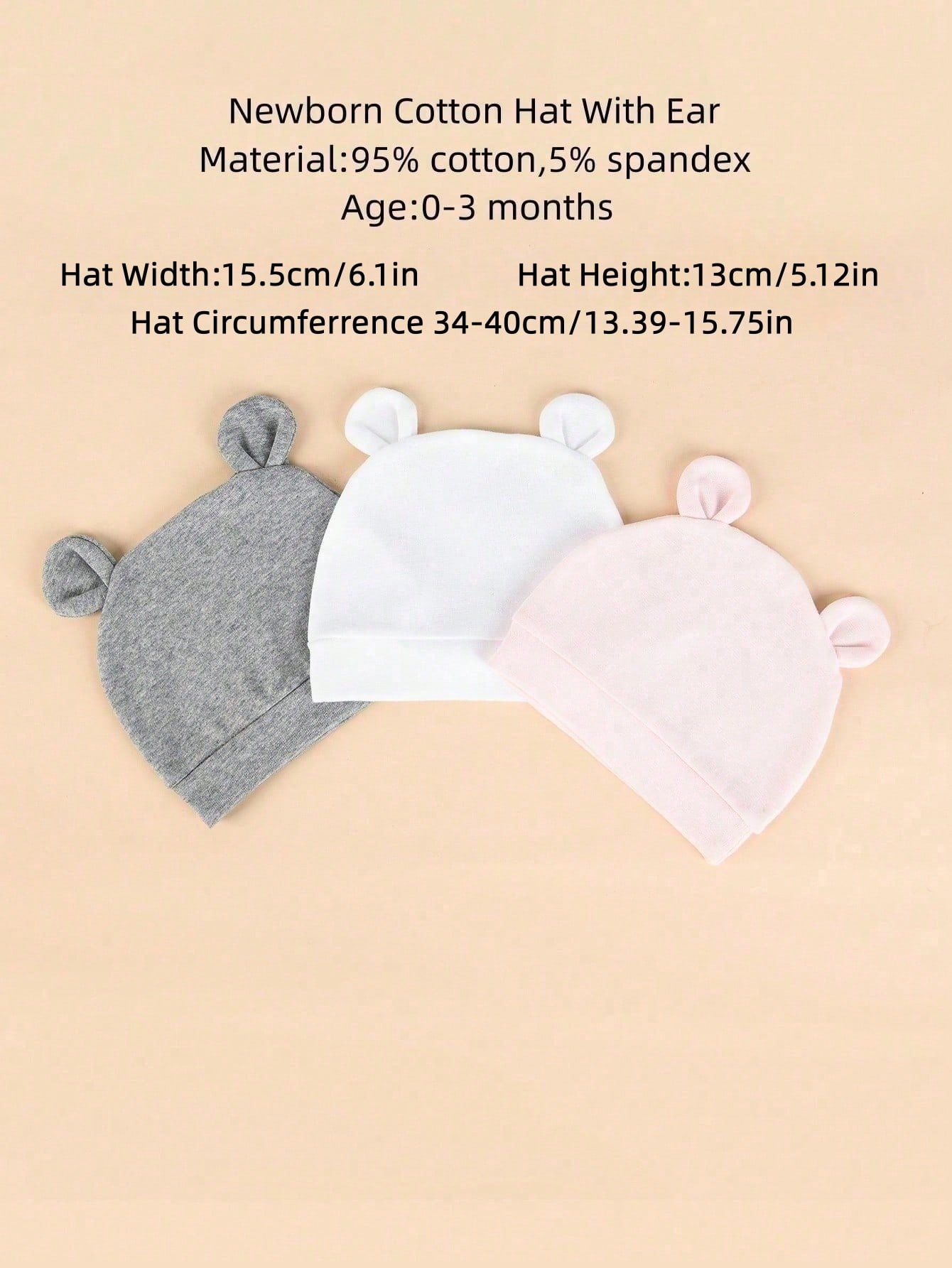 Lot de 3 bonnets pour bébé en  - Infant Beanie Hat With Ears avis et prix