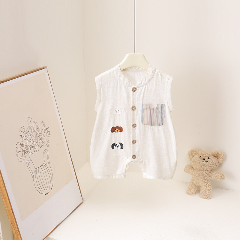 Combinaison d'été pour bébés g - Baby Summer Linen Sleeveless Jumpsuit avis et prix
